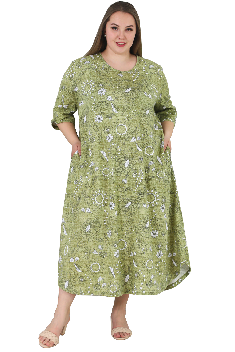 Платье загадка зелёное кулирка