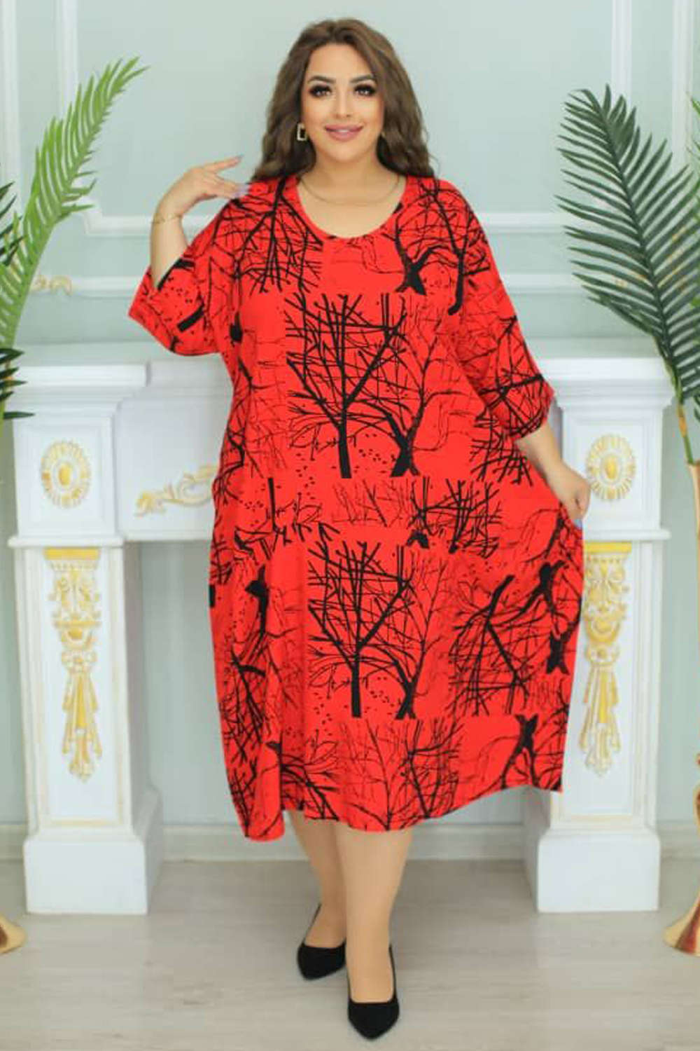 Платье Шакира штапель красное