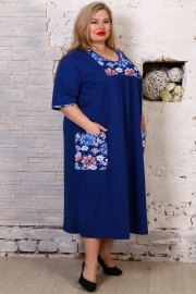 Платье Сударушка-2 синее кулирка